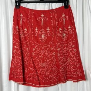 Soulmates Sz 5 Coral Embroidered Skirt